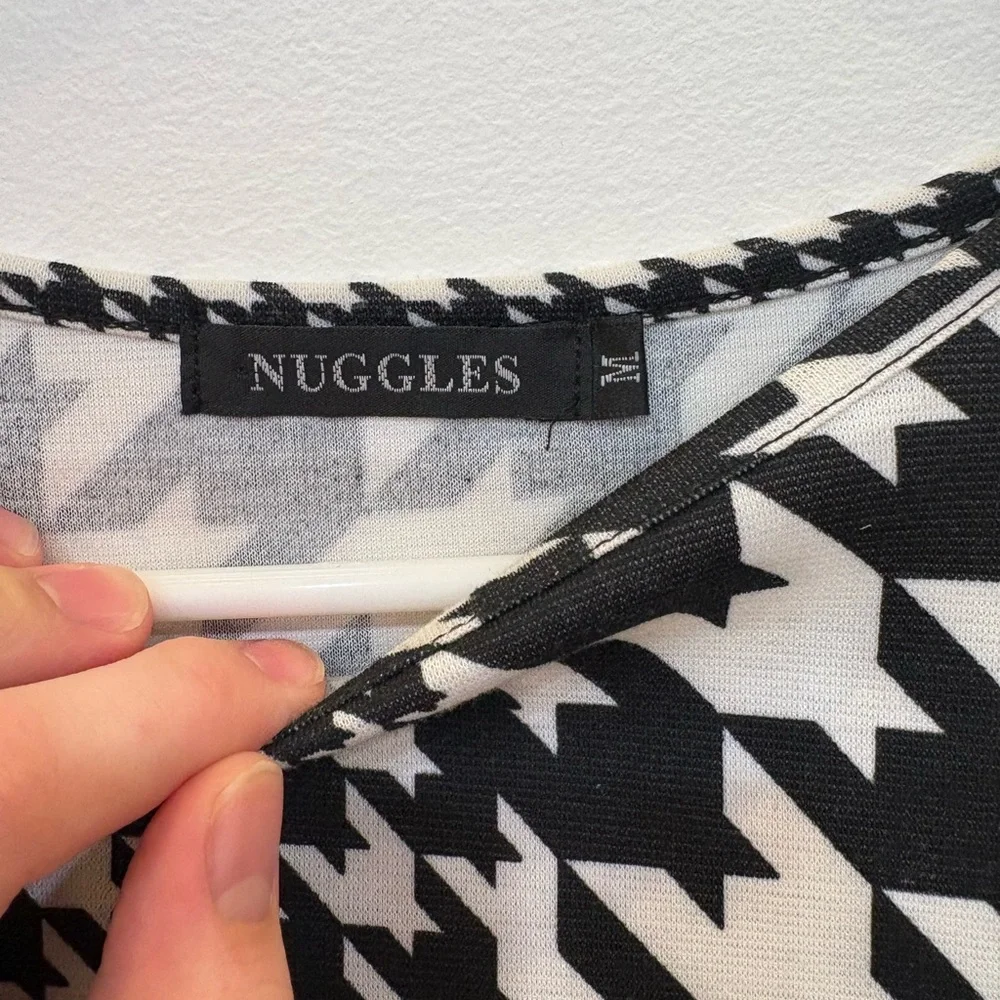 Black and White Houndstooth Women's Top - Picture 2 of 3